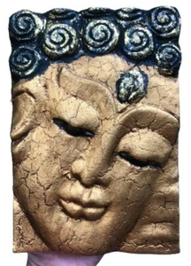 Buddha Kopf Plakette Maske Gesicht 3D Holz Dekor Wand hängen handgeschnitzt Statue Thai  - Bild 1 von 10