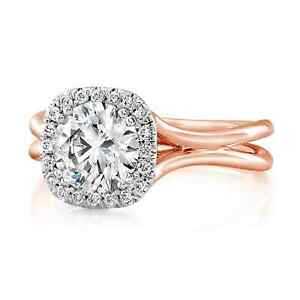 Diamond Wedding Ring 1.65 Carat IGI GIA Lab Grown Round Cut 14K Rose Gold Size 7
