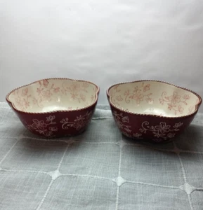 Temptations By Tara Red Floral Lace 2 pcs. Salad Bowls 18Oz CWE-BT5-847697 - Picture 1 of 7