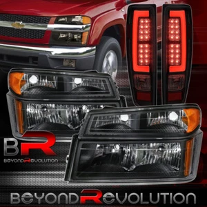For 2004-2012 Colorado Canyon Black Housing Headlight Rear Led Smoke Tail Light - Picture 1 of 7