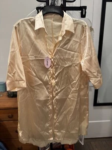 Champagne Satiny Button-Down Nightgown/Sleepshirt/Pajamas - small - 3/4 sleeve - Picture 1 of 6