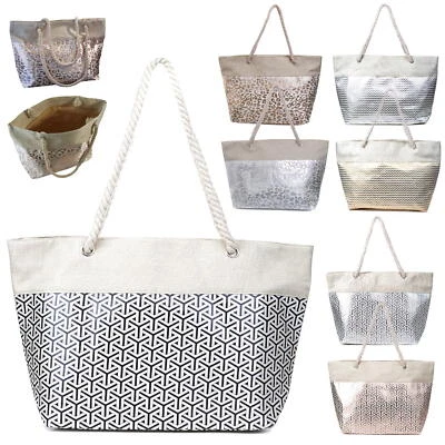 Niklarson Strandtasche 56x39 cm Umhängetasche Beach Tasche Shopper Glitzer VTa3c