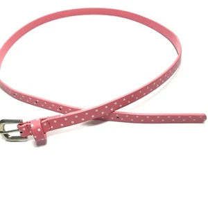 Women's Belt Medium Pink Skinny Silver Buckle Polka Dot Casual Dress Ladies - Picture 1 of 5
