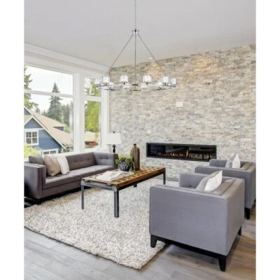 Lámpara de araña 12 pantallas de vidrio cromado grande comedor o vestíbulo 48" Foto 1 de 4