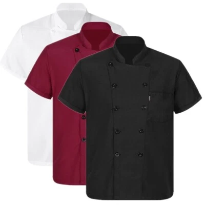 Unisex Short Sleeve Chef Coat Jacket Kitchen Restaurant Hotel Cook Work Uniform - Image 1 of 2