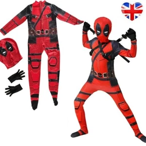 2025 Deadpool Costume Cosplay Kids Bodysuit Boys HALLOWEEN Fancy Dress Party ! - Picture 1 of 13