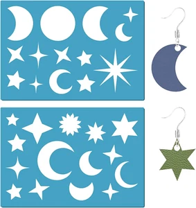 2 Styles Jewelry Shape Template Reusable Leather Earring Templates Plastic Moon - Picture 1 of 7