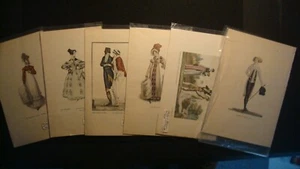 Lot (6) MODES & MANNER - 1909 - Hand Painted Sketch - Vintage Art - Rare - Picture 1 of 11