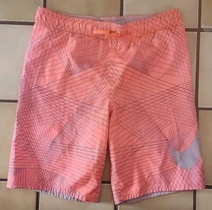 Nike Swim Trunks Boys Large Orange Gray Lined Bathing Suit Swoosh Beach Outdoors - Picture 1 of 6