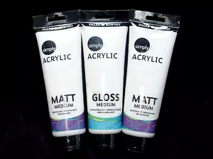 3 NEW DALER ROWNEY ACRYLIC MEDIUM EACH 8.4 OZ / 250 ML 2 MATTE & 1 GLOSS - Picture 1 of 2