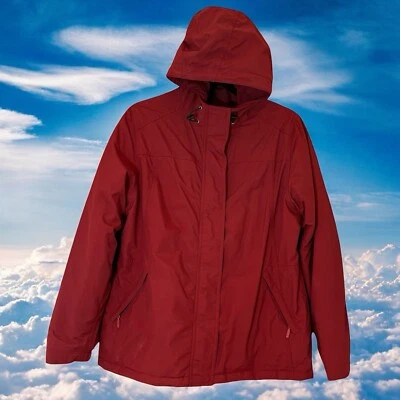 Eddie Bauer Womens Maroon Red Hooded Jacket Coat Womens Size L Y2K Outdoor - Image 1 of 4