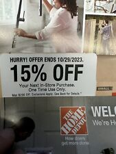 Home Depot In Store Coupon 15 % Off Exp 10/29/23