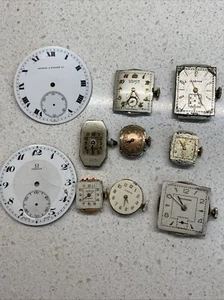 Vintage Watch Parts Lot 10 Pieces Gruen, Longines, Tavannes, Geneva, Hamilton - Picture 1 of 9