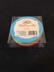 6er Set Kunststoff Regenbogenfarben Untersetzer Neu/Versiegelt - Bild 1 von 3