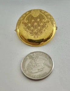 Art Deco Round Rolled Gold Engraved Heart with Cascading Stars Brooch As Is - Picture 1 of 8