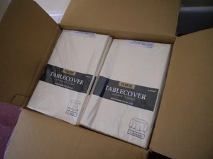 72 x Round table Cloth covers plastic Wipe down and re-use 84" Job lot RRP £503 - Picture 1 of 4