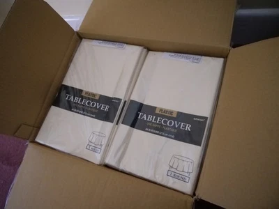 72 x Round table Cloth covers plastic Wipe down and re-use 84" Job lot RRP £503 - Image 1 of 4