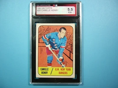 1967/68 TOPPS NHL HOCKEY CARD #26 CAMILLE HENRY KSA 5.5 EX+ SHARP!! 67/68 TOPPS - Image 1 of 4