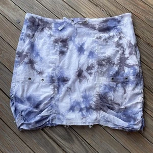 XCVI Wearables Rock mit Rüschen grau lila weiß Batik Damen großer Pull On - Bild 1 von 6