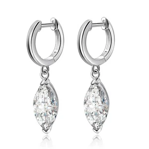 1/2CT Real Marquise Cut Moissanite Drop Dangle Earrings 925 Sterling Silver GRA - Picture 1 of 10