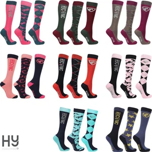 HYCONIC Pattern Socks by Hy Equestrian (Pack of 3) Adult 4-8 Riding Boot Socks - Picture 1 of 26