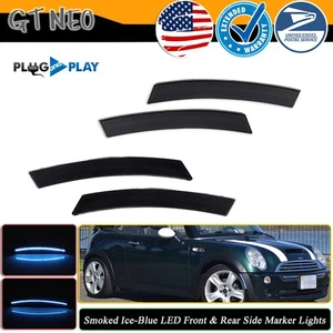 For 02-08 Mini Cooper R50 R52 R53 Ice Blue LED Front Rear Side Marker Light 4PCS - Picture 1 of 13