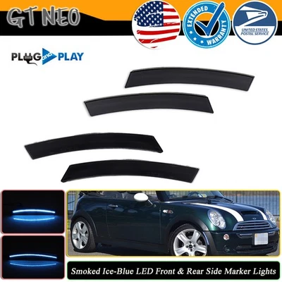 For 02-08 Mini Cooper R50 R52 R53 Ice Blue LED Front Rear Side Marker Light 4PCS - Image 1 of 4