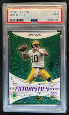 2000 Upper Deck Ionix Tom Brady Rookie RC Futuristics #1890/2000 Patriots PSA 9 - Image 1 of 2