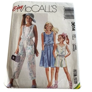 McCalls Sewing Pattern 3614 Sleeveless Dress Jumpsuit Romper Girls Large 1980s - Picture 1 of 20