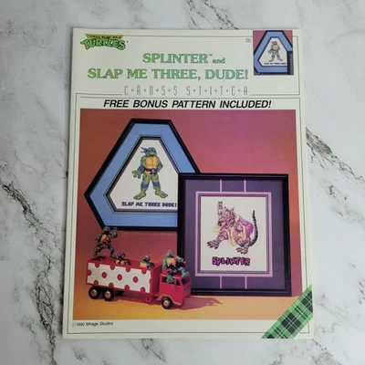 Teenage Mutant Ninja Turtles Splinter and Slap Me Cross Stitch Pattern TMNT 9005 - Image 1 of 4
