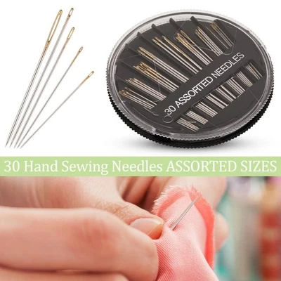 30pcs Verschiedene Größe Hell Gold Auge Hand-Nähen Nadeln Rund Lager & Easy - Bild 1 von 4