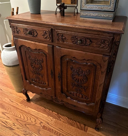 Antique French Provinical Oak Server Buffet Sideboard Foyer Cabinet - WE SHIP Cover