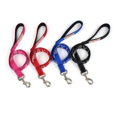 Albcorp Service Dog Leash - Embroidered- Padded Neoprene Handle and Reflective