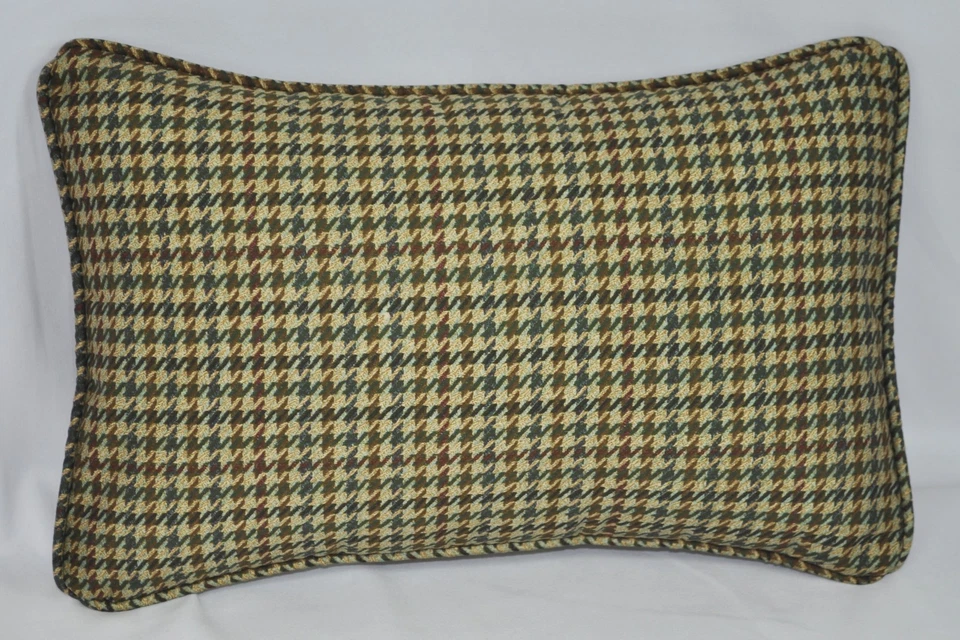 NUEVA Almohada con Cordón Hecha con Ralph Lauren Edgefield Tela Pata de Gallo Verde 15x10 Foto 1 de 2