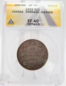1932 Kanada King George V Half Dollar 50 Cent ANACS gestempelt vz 40 Details (BT701) - Bild 1 von 4