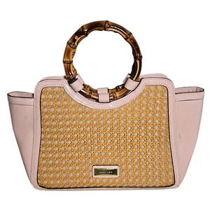 Bolso de mano Anne Klein de charol rosa ratán con asa de bambú - Imagen 1 de 13