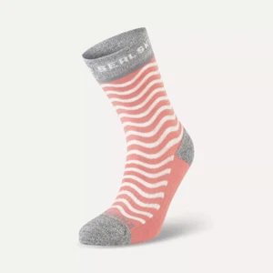 SealSkinz Rudham Womens Mid Length Meteorological Active Socks - Pink/Grey/Cream - Picture 1 of 3