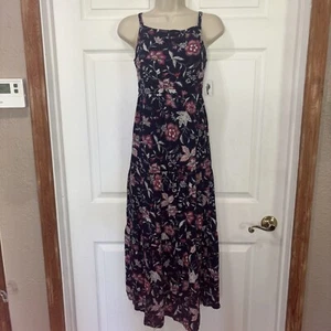 NWT Old Navy Maxi Sun Dress Girls XL 14 Smocked Sleeveless Tiered Floral - Picture 1 of 8