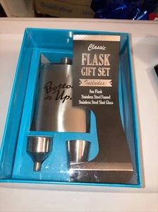 BJ’s Classic Flachmann Geschenkset Schnapsglas Trichter Silber Edelstahl Bottoms Up - Bild 1 von 6