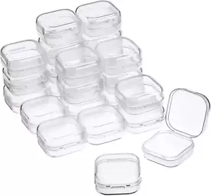 24 Packs Small Clear Plastic Beads Storage Containers Box with Hinged Lid for St - Picture 1 of 12