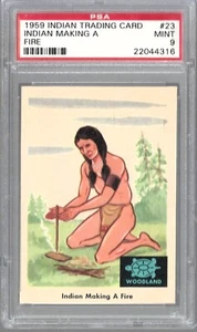 1959 Indian Trading Card #23 Indian Making A Fire PSA 9 Mint 22044316 - Picture 1 of 2