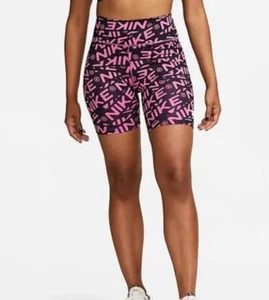 Pantalones Cortos de Entrenamiento Nike One Para Mujer 7" Fucsia Spellout Tiro Medio DX0092-665 Pequeños - Imagen 1 de 6