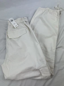 Abercrombie & Fitch Womans Cargo Parachute High Rise Baggy Pants Sz M Cream Y2K - Picture 1 of 24