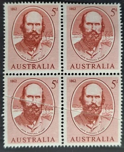 1962 Australia Bk 4X5d Brn Red Cent Sturts Crossing Stamps Mint PrePrint Scratch - Picture 1 of 3