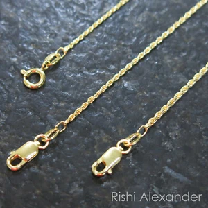 925 Sterling Silver Gold-Plated Diamond Cut Rope Ladies Bracelets or Anklets - Picture 1 of 4