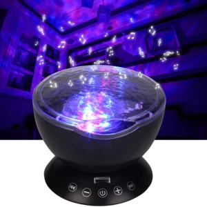 Ocean Wave Music Projector LED Bedroom Night Light Remote Lamp 7 Colors Black - Picture 1 of 9