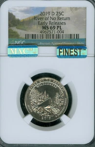 2019 D RIVER OF NO RETURN QUARTER NGC MS69 PL MAC FINEST GRADED MAC SPOTLESS * - Picture 1 of 2