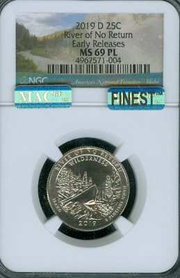 2019 D RIVER OF NO RETURN QUARTER NGC MS69 PL MAC FINEST GRADED MAC SPOTLESS * - Image 1 of 2