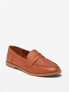 ⭐️$5 OLD NAVY Cognac Brown Modern City Penny Loafers Flats Sz 8 - Picture 1 of 10