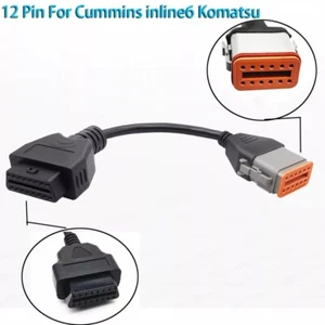 OBD 12pin to 16pin Cable for Komatsu For Cummins adapter - Picture 1 of 5